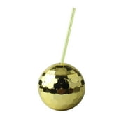 Moocorvic 1970's Disco Ball Drink Cup With Straw, Suitable For Metal Shiny Foil Color Graduation Anniversary Party Straw Cup Tableware